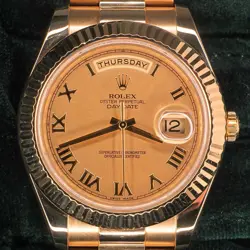 Rolex Day-Date Champagne Roman Fluted Bezel Yellow Gold MINT FULL SET 218238