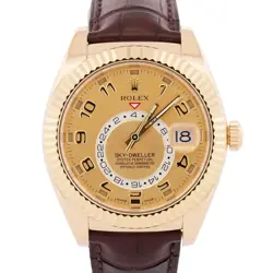 PAPERS ROLEX SKY-DWELLER 42MM CHAMPAGNE ARABIC 18K YELLOW GOLD 326138 WATCH BOX