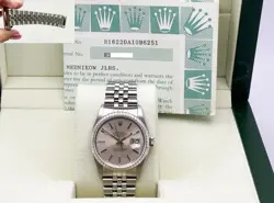 ROLEX DATEJUST 16220 SILVER DIAL STAINLESS STEEL JUBILEE BAND BOX PAPER 36MM