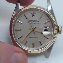 ROLEX AIR KING DATE PRECISION 34 MM TWO TONE HEAD ONLY WATCH 5701 CIRCA 1973