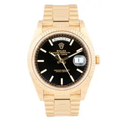 ROLEX DAY-DATE 40 PRESIDENT YELLOW GOLD BLACK MOTIF DIAL 40MM 228238 FULL SET