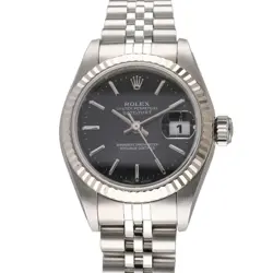 ROLEX DATEJUST LADIES BLACK STAINLESS STEEL AND WHITE GOLD F SERIES 79174