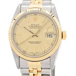 ROLEX DATEJUST 16233 L SERIES K18YG/SS CALENDAR COMBINATION CHAMPAGNE GOLD