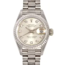 ROLEX DATEJUST AUTOMATIC SILVER DIAL WHITE GOLD DIAMOND INDEX LADIES 69179G