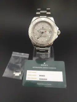 2005 ROLEX YACHT-MASTER 40MM 16622 PLATINUM DIAL BEZEL STEEL WATCH 2022 SERVICE