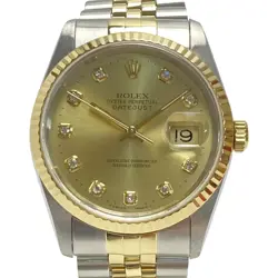 ROLEX DATEJUST W# 10P DIAMOND 16233G CHAMPAGNE GOLD  #018
