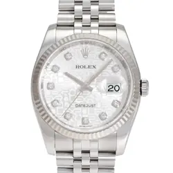 ROLEX DATEJUST 36 116234G SILVER DIAL WATCH