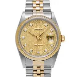 ROLEX DATEJUST 16233G CHAMPAGNE COMPUTER/DIAMOND WATCH 671357