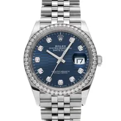 ROLEX DATEJUST 36 126284RBR BRIGHT BLUE FLUTED MOTIF/DIAMOND WATCH 672984