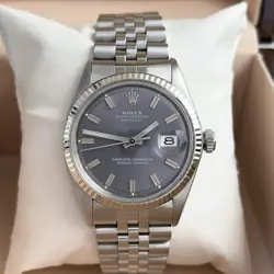 ROLEX DATEJUST 36MM 1601 WIDE BOY SIGMA AUTOMATIC GHOST GREY DIAL FROM 1972