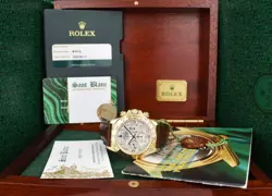 ROLEX 18KT GOLD DAYTONA LEATHER STRAP MOP DIAMOND SERVICE CARD 16518 SANT BLANC