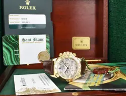 ROLEX 18kt Gold DAYTONA Leather Strap MOP Diamond Service CARD 16518 SANT BLANC