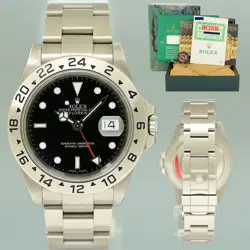 PAPERS MINT 2001 ROLEX EXPLORER II 16570 STAINLESS STEEL BLACK DIAL GMT 40MM