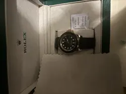 ROLEX MEN'S WATCH BLACK AND GOLD SIZE L WITH BOX AND AND PHOTO