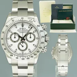 2015 MINT ROLEX DAYTONA 116520 WHITE APH CHRONOGRAPH CHROMALIGHT STEEL 40MM
