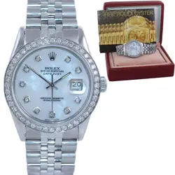 ROLEX DATEJUST MOTHER OF PEARL DIAMOND DIAL BEZEL JUBILEE BAND 36MM WATCH