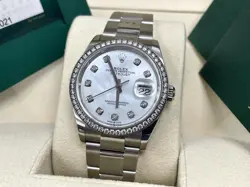 ROLEX DATEJUST DIAMOND BEZEL MORHER OF PEARL DIAMOND MARKERS 126284RBR 36MM