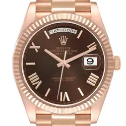 ROLEX PRESIDENT DAY-DATE 40MM ROSE GOLD CHOCOLATE DIAL MENS WATCH 228235