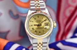 1990 Ladies Rolex Datejust 26mm 18K Two Tone Factory Diamond Dial 69173 Watch