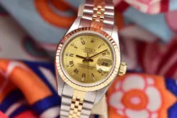 1990 Ladies Rolex Datejust 26mm 18K Two Tone Factory Diamond Dial 69173 Watch