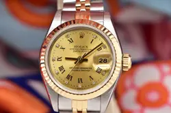 1990 Ladies Rolex Datejust 26mm 18K Two Tone Factory Diamond Dial 69173 Watch