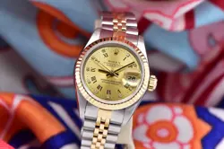 1990 Ladies Rolex Datejust 26mm 18K Two Tone Factory Diamond Dial 69173 Watch