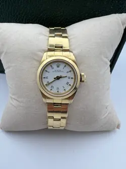 ROLEX OYSTER PERPETUAL 67188 18K YELLOW GOLD 24MM LADIES WATCH