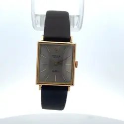 ROLEX CELLINI 18K YELLOW GOLD SILVER DIAL BROWN LEATHER BAND