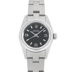 ROLEX OYSTER PERPETUAL 76080 BLACK 369 WHITE BAR A NUMBER SECOND HAND WOMEN