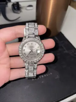 ROLEX DATEJUST 10 CTW REAL DIAMOND STAINLESS STEEL WHITE WATCH 36MM 16013