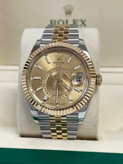 ROLEX SKY-DWELLER SS/18K CHAMPAGNE 326933 JUBILEE MINT