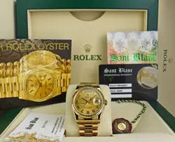 ROLEX 18KT GOLD DAY DATE PRESIDENT FAT BUCKLE GOLD ROMAN 118238 SANT BLANC