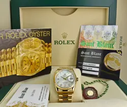 ROLEX 18KT GOLD DAY DATE PRESIDENT SILVER DIAMOND DIAL 118238 SANT BLANC