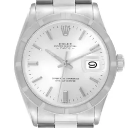 Rolex Date Engine Turned Bezel Vintage Automatic Steel Mens Watch 1501