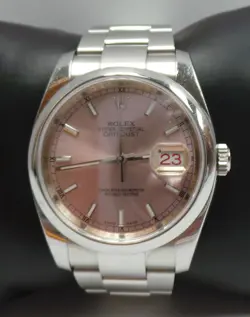 ROLEX OYSTER PERPETUAL DATEJUST AUTOMATIC WATCH PINK DIAL 116200 36MM (RI5)
