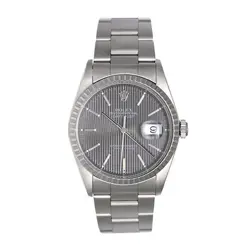 ROLEX DATEJUST MEN'S STEEL WATCH 16220 GRAY TAPESTRY DIAL