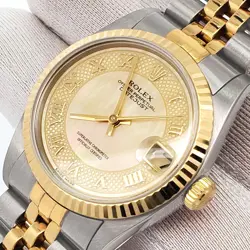 ROLEX DATEJUST 31MM CHAMPAGNE MOP ROMAN YELLOW GOLD/STEEL JUBILEE WATCH 78273