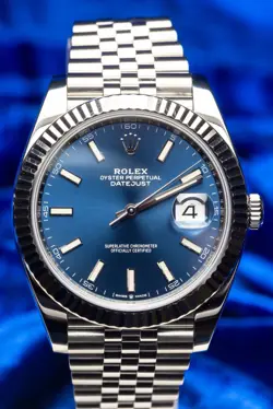 ROLEX DATEJUST 41 BLUE DIAL, JUBILEE BRACELET, FLUTED BEZEL - FULL SET - 126334