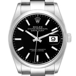 ROLEX DATEJUST 36 BLACK DIAL STEEL AUTOMATIC MENS WATCH 126200 BOX CARD