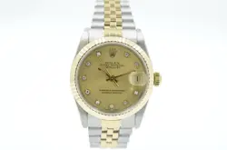 ROLEX DATEJUST 31MM 68273 CHAMPAGNE DIAMOND DIAL 1990 WATCH WITH B&P