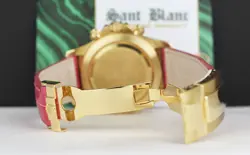 ROLEX 18kt Gold DAYTONA MOP Diamond Pink Bezel Alligator Strap 16518 SANT BLANC