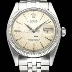 ROLEX DATEJUST 1601 STAINLESS STEEL JUBILEE WHITE GOLD BEZEL 1960 GREAT PATINA