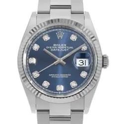 ROLEX DATEJUST 36 10P DIAMOND 126234G BLUE 3 ROW OYSTER BRACELET RANDOM NUMB...