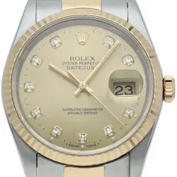 ROLEX DATEJUST MEN'S WATCH 10P DIAMOND 16233G(W) K18YG/STAINLESS STEEL MENSW...