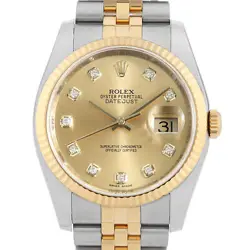 ROLEX DATEJUST 10P DIAMOND 116233G CHAMPAGNE GOLD RANDOM NUMBER SECOND HAND MENS