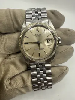 ROLEX DATEJUST REFERENCE 1601 36MM SILVER DIAL JUBILEE BRACELET WHITE GOLD BEZEL