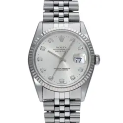 ROLEX DATEJUST 10P DIAMOND 16234G W MADE AROUND 1995 SILVER/DIAMOND SELF-WINDING