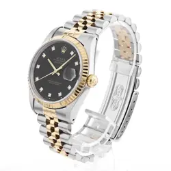 ROLEX DATEJUST 10P DIAMOND 16233G BLACK X 79226