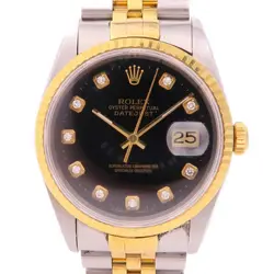 ROLEX DATEJUST 36MM 16233G AUTOMATIC WATCH 18K YELLOW GOLD/STAINLESS STEEL BLACK