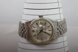 ROLEX DATEJUST 1603 OYSTER PERP STEEL 36MM SILVER PIE PAN DIAL AUTOMATIC 1960'S
